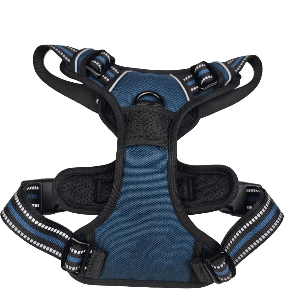 rabbitgoo Dog Harness Medium Blue No Pull Reflective Adjustable NEW